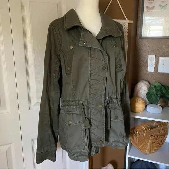 Hollister Olive Utility Jacket Y2K Vibes 2016 Trendy Jacket / Size L best S/M - Picture 4 of 8